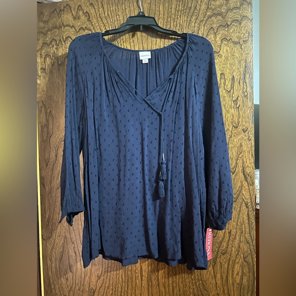 Navy blue Merona blouse- new with tags- size medium